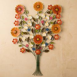 Metal Flower Bouquet Wall Art