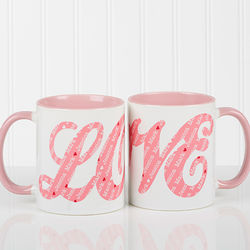 L-O-V-E Sweethearts Personalized 11-Ounce Coffee Mug in Pink