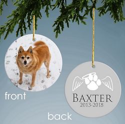 Personalized Round Ceramic Memorial Ornament for Pets
