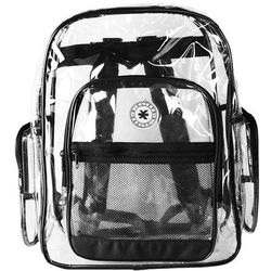 Clear PVC Backpack with Side Pockets and Color Trim