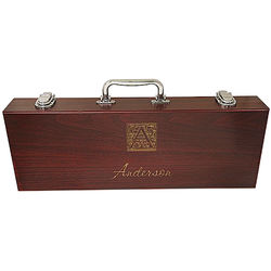 Stainless Steel Barbecue Tools in Monogrammed Rosewood Box