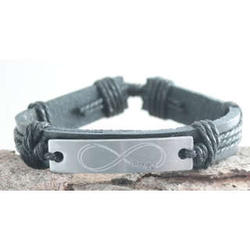 Infinity Love Personalized Black Leather Bracelet