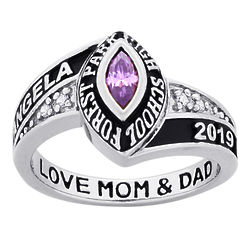 Lady's Personalized Celebrium Marquise Birthstone Class Ring