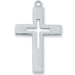 Sterling Silver Cutout Cross Pendant Necklace