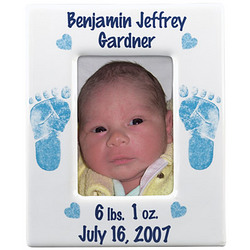 Personalized Boys Birth Photo Frame with Footprints