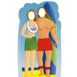 Surfing Couple Standee
