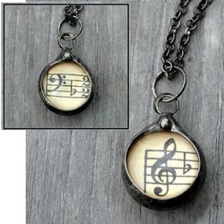 Antique Sheet Music Double Sided Pendant