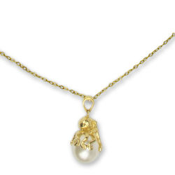 Octopus-Gold Plated and Faux Pearl Pendant