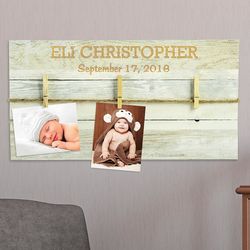Baby's Personalized Rustic Wood Photo Plaque