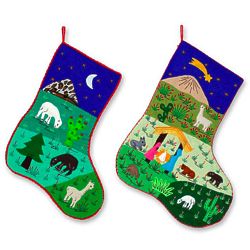 2 Holy Night Applique Christmas Stockings