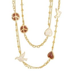 Dove and Peace Sign Layered Necklace