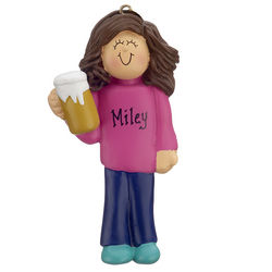 Personalized Beer Drinker Female or 21st Birthday Ornament