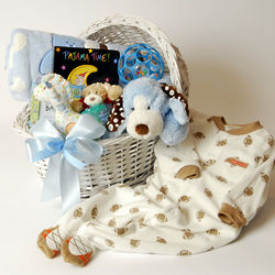 Polka Dot Precious Baby Boy Gift Basket