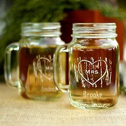 Personalized Woodgrain Love Mason Jar Wedding Favors