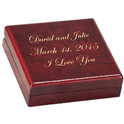 Medal or Coin Square Rosewood Finish Keepsake Box