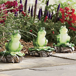 Set of 3 Solar Frog Figurines