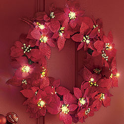 Lighted Poinsettia Wreath