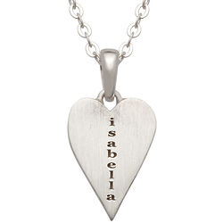 Girl's Engravable Sterling Silver Heart Necklace