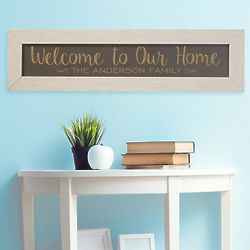 Family's Personalized Welcome to Our Home Framed Wood Sign