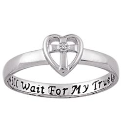 Platinum Plated Sterling Silver Purity Sentiment Ring