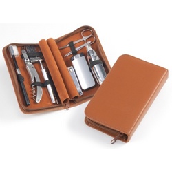 Executive Leather Travel Kit with Grooming Accessories