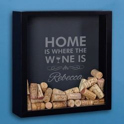 Where the Wine Is Personalized Cork Shadow Box
