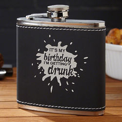 It's My Birthday Flask in Black and Gold