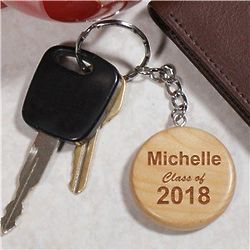 Engraved Class of Wood Round Key Chain
