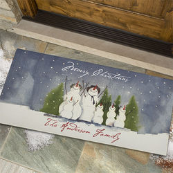 Personalized Snowman Family Large Custom Door Mat