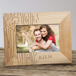 Personalized Couple's Tree Carving Wood Picture Frame