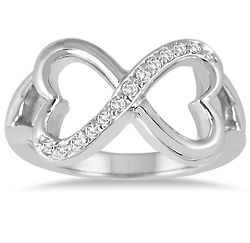 1/6 Carat Diamond Infinity Heart Ring in 10K White Gold