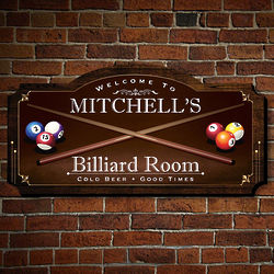 Personalized Billiard Room Handcrafted Wooden Sign
