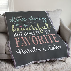 Personalized Love Story Tapestry Throw