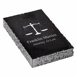 Scales of Justice Emblem Personalized Black Marble Paperweight