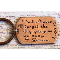 Personalized Hand Stamped Copper Keychain for Bride's Father
