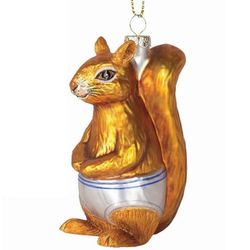 Squirrel In Underpants Glass Ornament