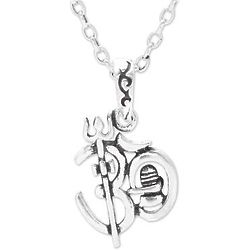 Om and Trident Sterling Silver Pendant Necklace