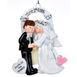 Personalized Arch Bride and Groom Christmas Ornament