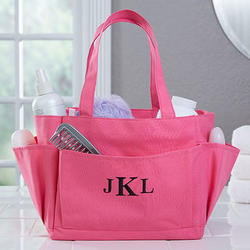 Pink Perfection Embroidered Monogram Shower Caddy