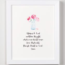 Bless Us Preayer with Mason Jar Watercolor Framed Print