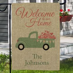 Personalized Welcome To Our Home Burlap Garden Flag