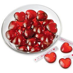 Ruby Red 1" Glass Hearts