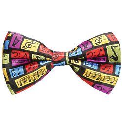 Colorful Music Symbols Silk Bow Tie