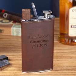 Tattenbaum Custom Leather Flask with Cigar Holder