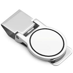 Engravable Silver Round Face Hinged Money Clip