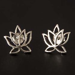 Lotus Flower Sterling Stud Earrings