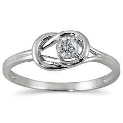 1/6 Carat Diamond Love Knot Ring in 10 Karat White Gold