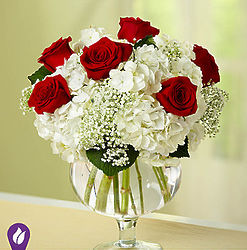 Red Sheer Elegance Hydrangea and Rose Bouquet