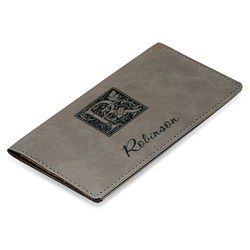 Personalized Initial Checkbook Cover in Gray Leatherette