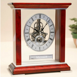 Personalized Mahogany Skeleton Clock